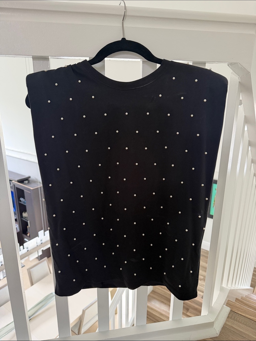 Black Pearl-Embellished Sleeveless Top - generation love